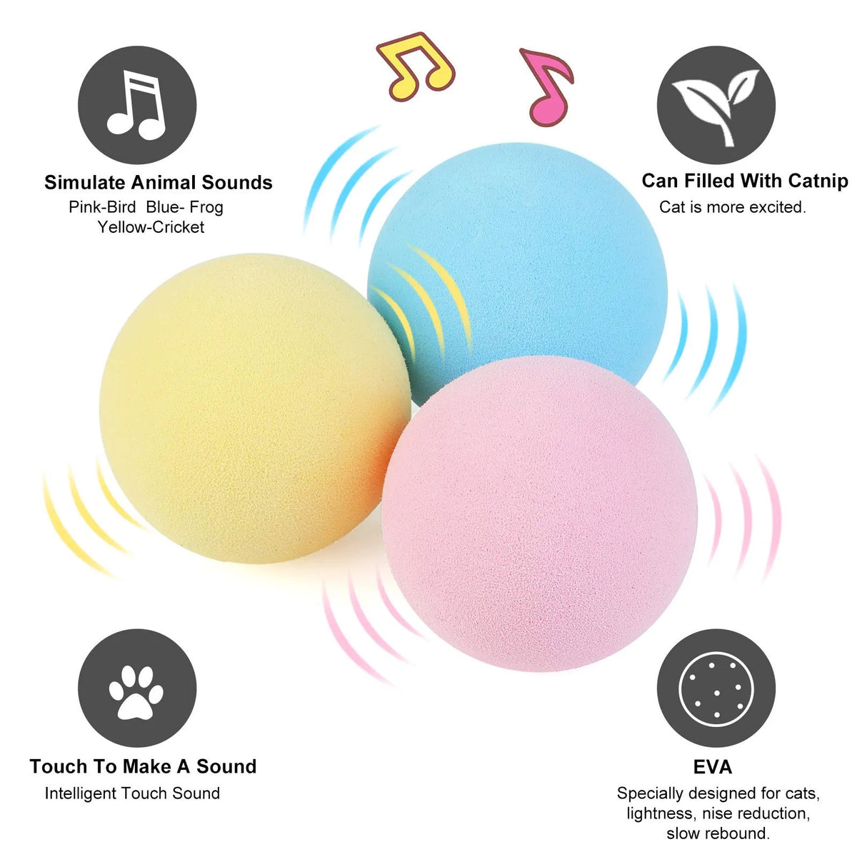 Intelligent Interactive Plush Ball - Makes funny engaging sounds! - Pick the sound you like.